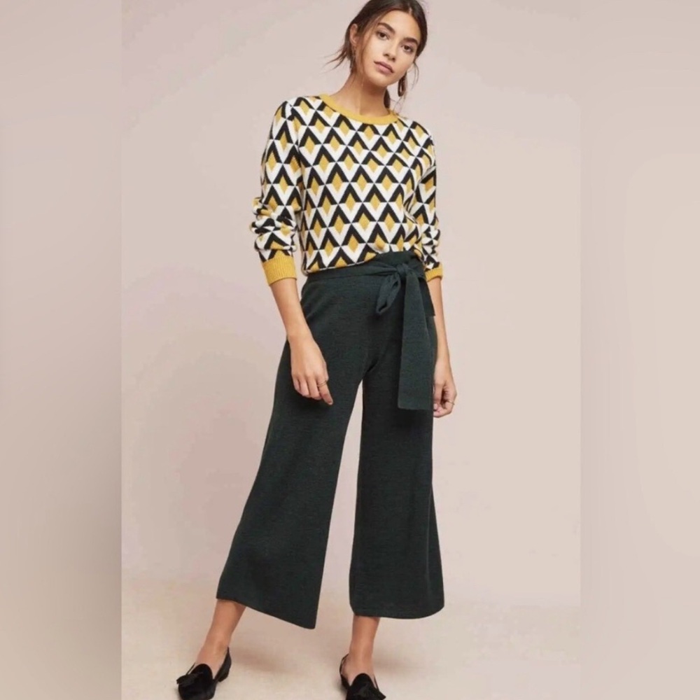 Anthropologie Moth Black Wide-Leg Pants Size Medium